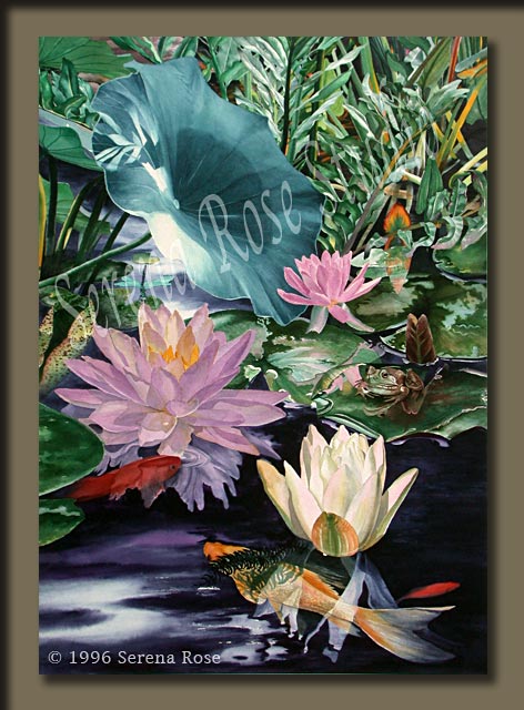 Garden of Life by Serena Rose. Museum quality limited edition signed and numbered print of detailed watergarden imagery.